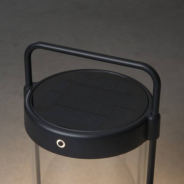 Lanterna solare USB Crotone Alluminio / Vetro trasparente - Nero