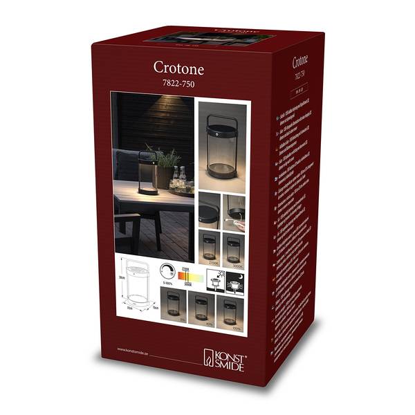 Lanterna solare USB Crotone Alluminio / Vetro trasparente - Nero