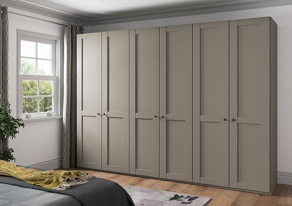 Draaideurkast Marlow taupe - Breedte: 295 cm - zonder spiegeldeur(en)