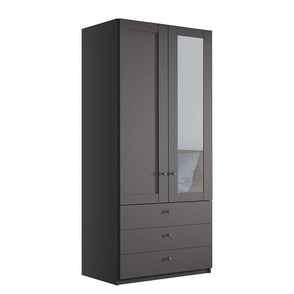 Draaideurkast Marlow met lades grafietkleurig - Breedte: 99 cm - met spiegeldeur(en)