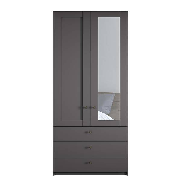 Draaideurkast Marlow met lades grafietkleurig - Breedte: 99 cm - met spiegeldeur(en)
