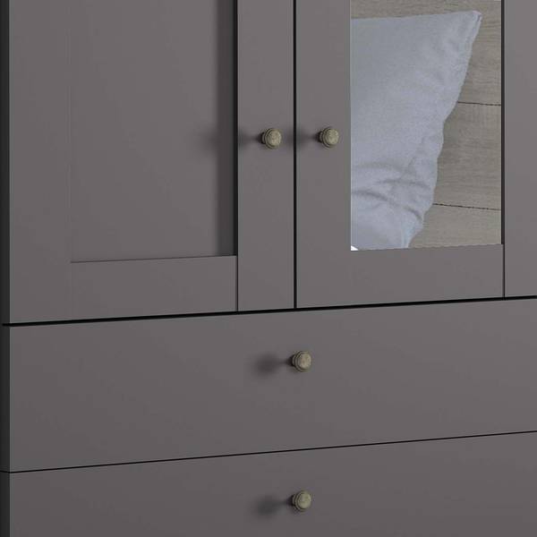 Draaideurkast Marlow met lades grafietkleurig - Breedte: 99 cm - met spiegeldeur(en)