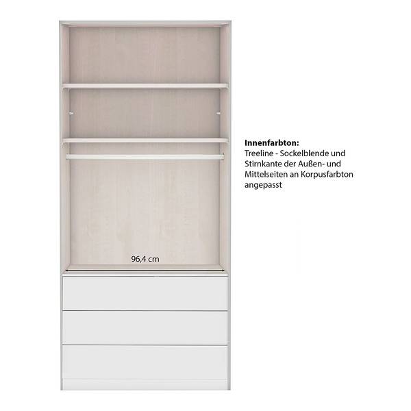 Draaideurkast Marlow met lades grafietkleurig - Breedte: 99 cm - met spiegeldeur(en)