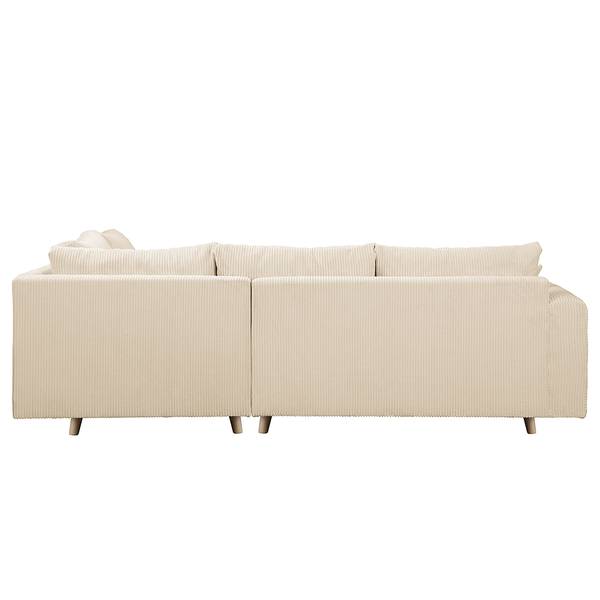 Ecksofa Meyford Cordstoff Lola: Creme - Ottomane davorstehend rechts - Ohne Hocker