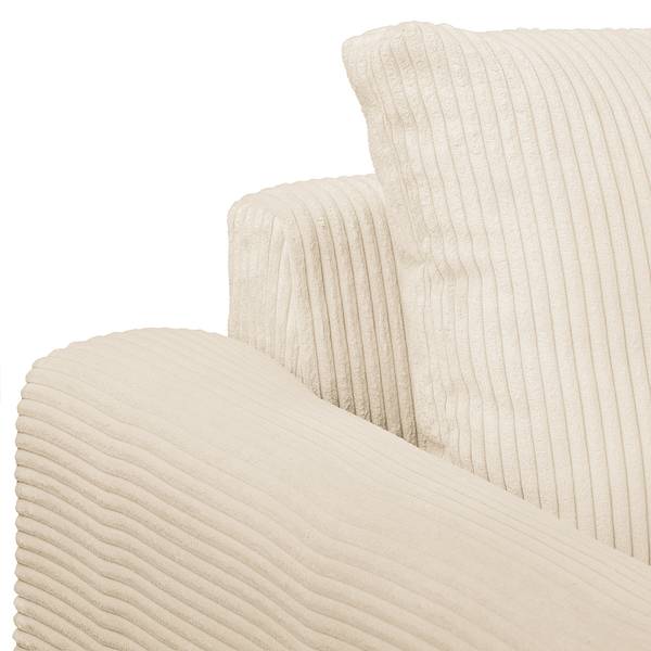 Ecksofa Meyford Cordstoff Lola: Creme - Ottomane davorstehend rechts - Ohne Hocker