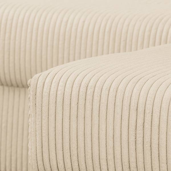 Ecksofa Meyford Cordstoff Lola: Creme - Ottomane davorstehend rechts - Ohne Hocker