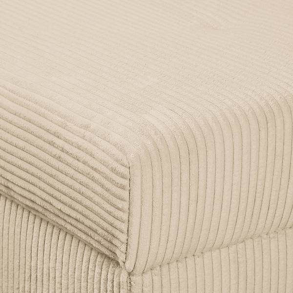 Ecksofa Meyford Cordstoff Lola: Creme - Ottomane davorstehend rechts - Ohne Hocker