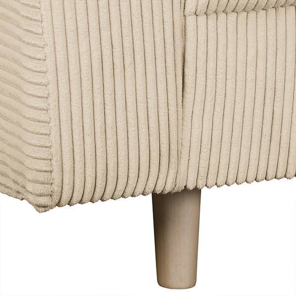 Ecksofa Meyford Cordstoff Lola: Creme - Ottomane davorstehend rechts - Ohne Hocker