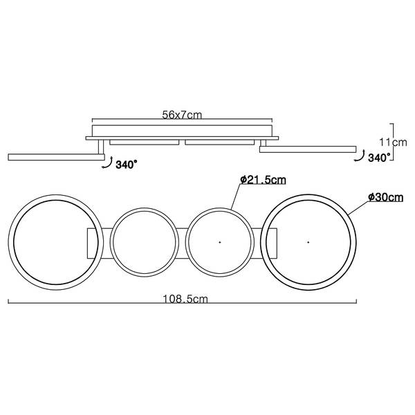 LED-plafondlamp Bossy type B acrylglas - 1 lichtbron