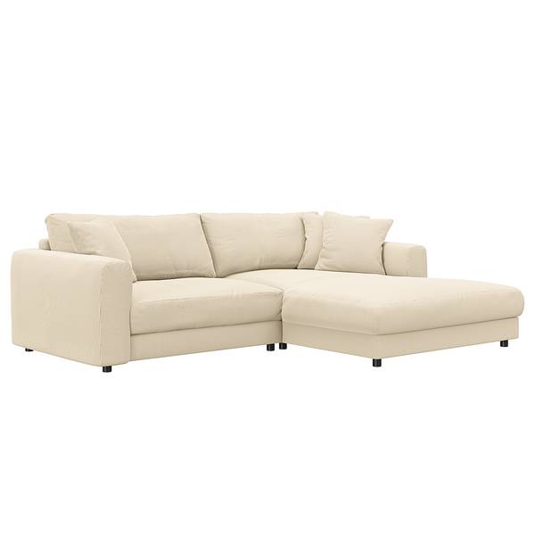Ecksofa LAYAA mit Longchair Cordstoff Snor: Beige - Breite: 238 cm - Longchair davorstehend rechts