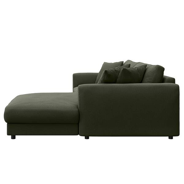 Ecksofa LAYAA mit Longchair Webstoff Saia: Graugrün meliert - Breite: 238 cm - Longchair davorstehend rechts