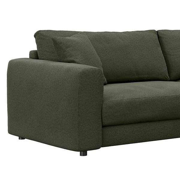 Ecksofa LAYAA mit Longchair Webstoff Saia: Graugrün meliert - Breite: 238 cm - Longchair davorstehend rechts