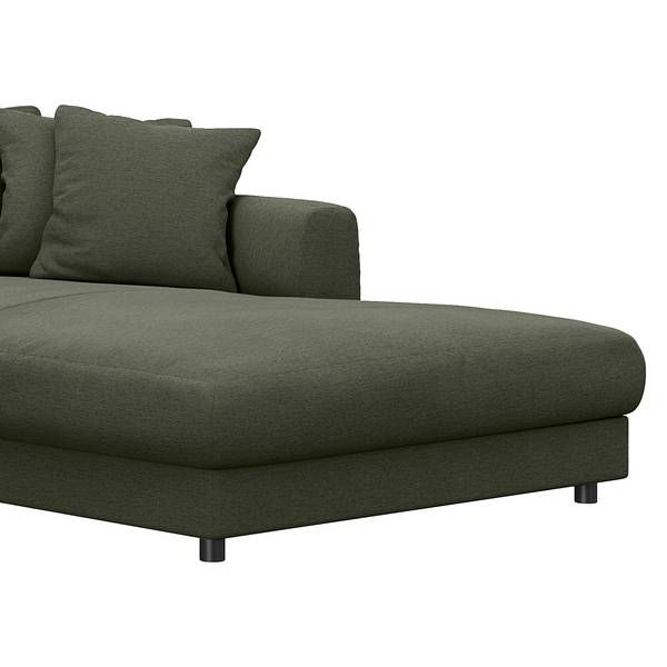 Ecksofa LAYAA mit Longchair Webstoff Saia: Graugrün meliert - Breite: 238 cm - Longchair davorstehend rechts
