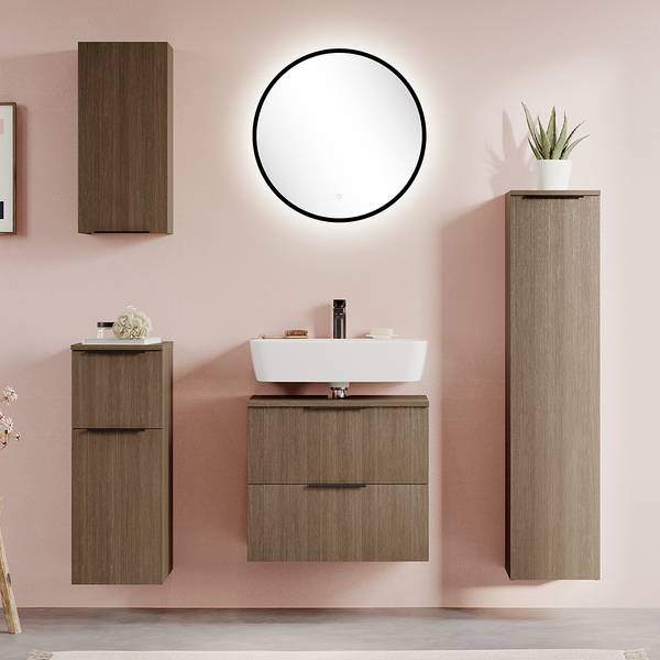 Specchio con illuminazione Rothbury Alluminio - Nero
