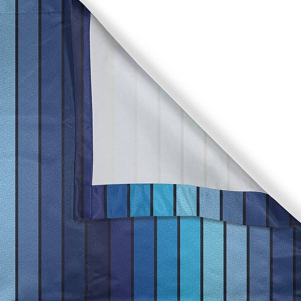 Set di 2 tende con anelli Blu Stripes Poliestere - Azzurro / Blu scuro - Altezza: 245 cm