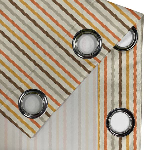 Rideaux à œillets Retro Stripes-Lot de 2 Polyester - Marron / Jaune moutarde - Hauteur : 225 cm