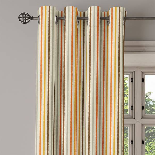 Rideaux à œillets Retro Stripes-Lot de 2 Polyester - Marron / Jaune moutarde - Hauteur : 225 cm