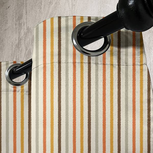 Rideaux à œillets Retro Stripes-Lot de 2 Polyester - Marron / Jaune moutarde - Hauteur : 225 cm