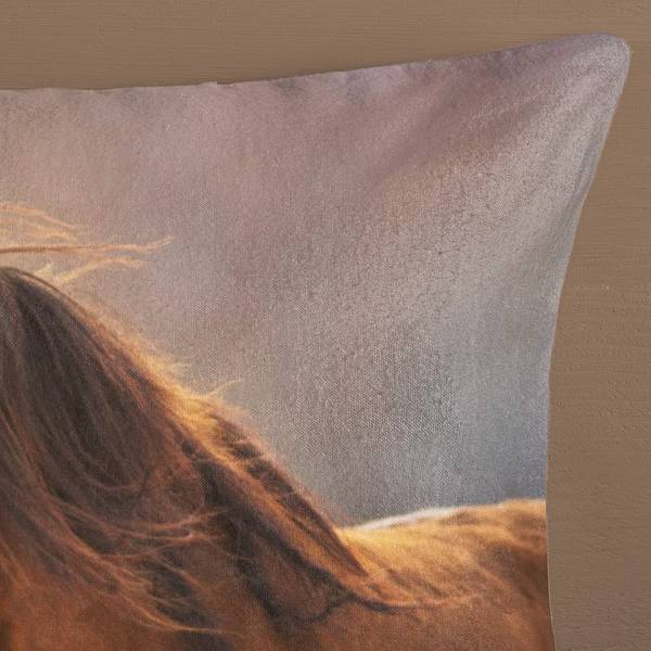 Copripiumino e federa Ponies Cotone - Sabbia - 135 x 200 cm + Cuscino 80 x 80 cm