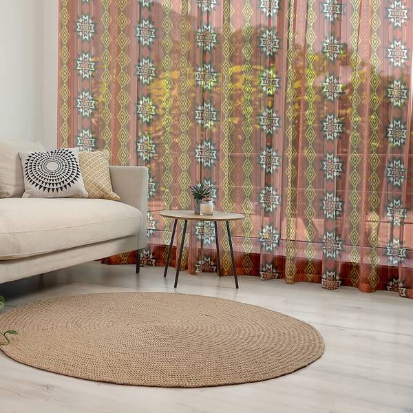 Rideaux African Pattern - Lot de 2 Polyester - Jaune / Orange - Hauteur : 274 cm