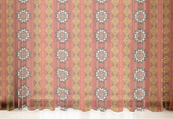 Rideaux African Pattern - Lot de 2 Polyester - Jaune / Orange - Hauteur : 274 cm