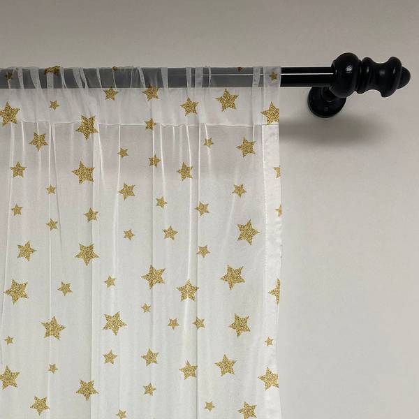 Schlaufenschal Sterne 2er-Set Polyester - Weiß / Gold - Höhe: 160 cm