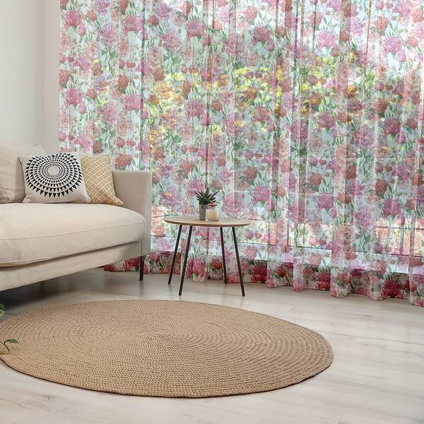 Set di 2 tende Shabby Chic Poliestere - Rosa - Altezza: 180 cm