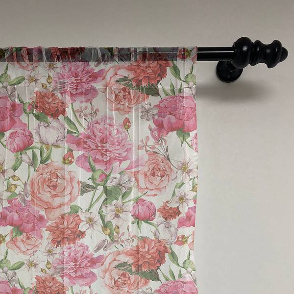 Set di 2 tende Shabby Chic Poliestere - Rosa - Altezza: 180 cm