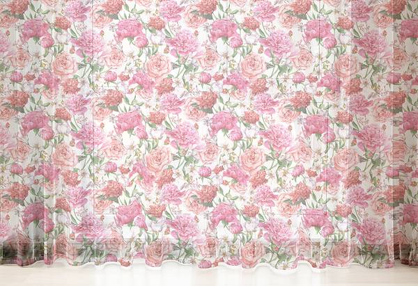 Set di 2 tende Shabby Chic Poliestere - Rosa - Altezza: 180 cm
