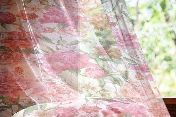 Set di 2 tende Shabby Chic Poliestere - Rosa - Altezza: 180 cm