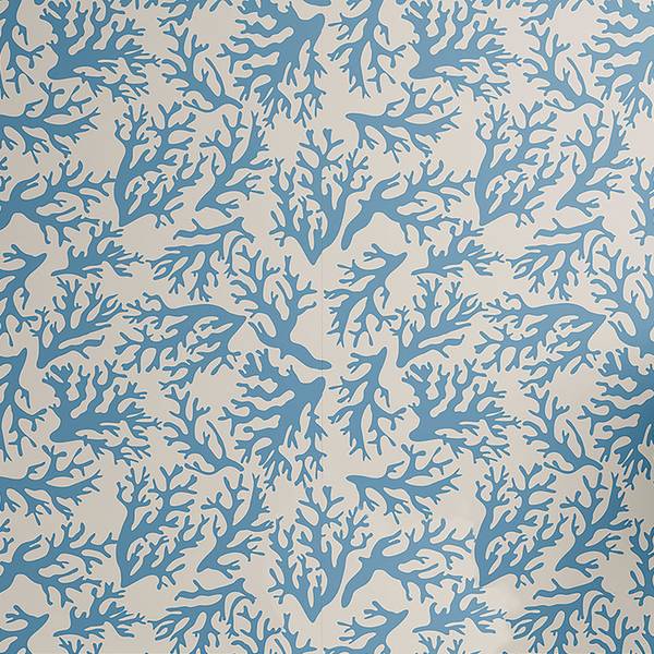 Carta da parati Coralli PVC - Beige / Blu - Altezza: 250 cm