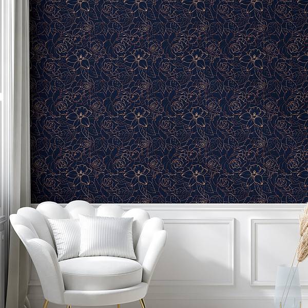 Tapete Navy Blue PVC - Marineblau - Höhe: 250 cm