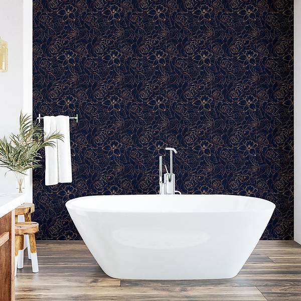 Tapete Navy Blue PVC - Marineblau - Höhe: 250 cm