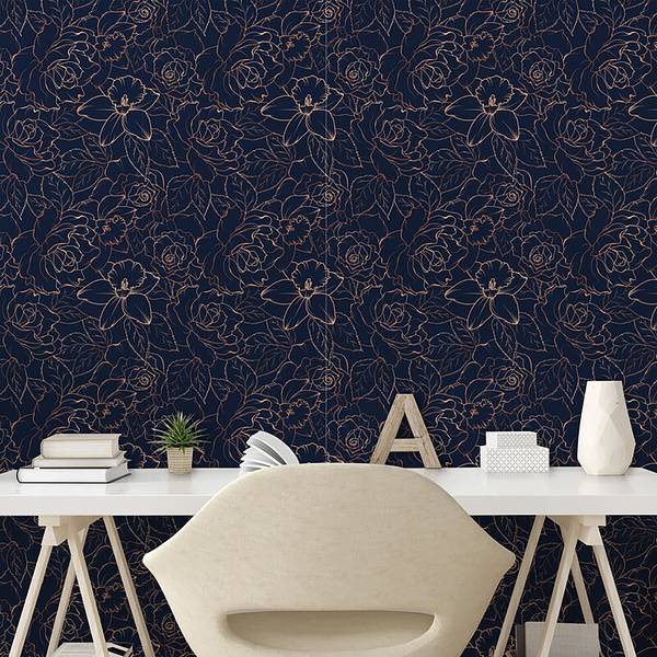 Tapete Navy Blue PVC - Marineblau - Höhe: 250 cm