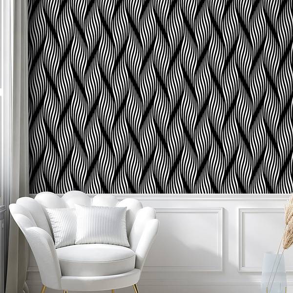 Tapete Stripe PVC - Grau / Weiß - Höhe: 180 cm