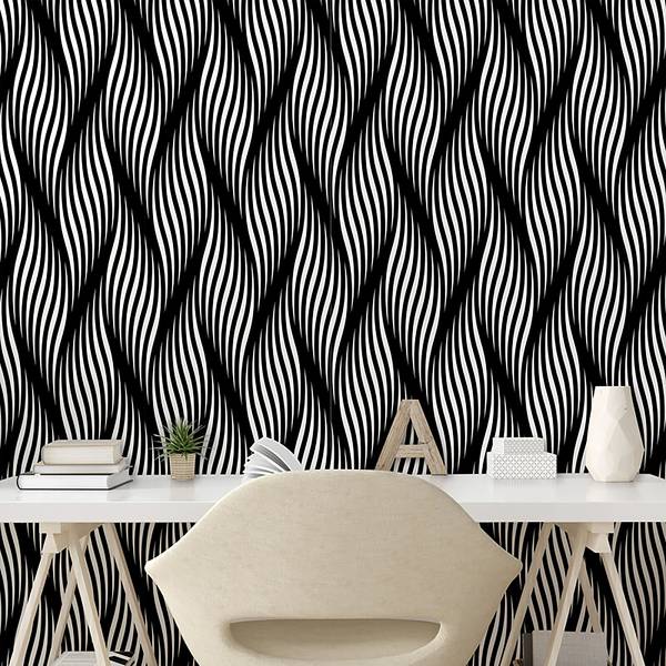 Tapete Stripe PVC - Grau / Weiß - Höhe: 180 cm