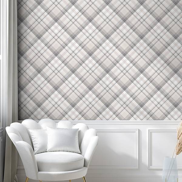 Papier peint Beige Tan PVC - Beige / Gris - Hauteur : 250 cm