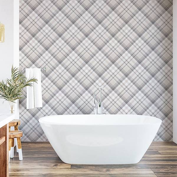Papier peint Beige Tan PVC - Beige / Gris - Hauteur : 250 cm