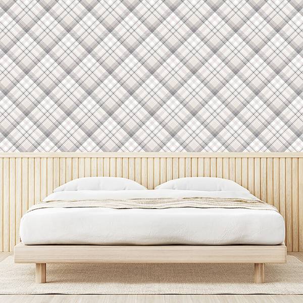 Papier peint Beige Tan PVC - Beige / Gris - Hauteur : 250 cm