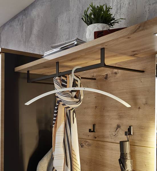 Beleuchtetes Garderobenpaneel Moosic Eiche Artisan Dekor / Graphit