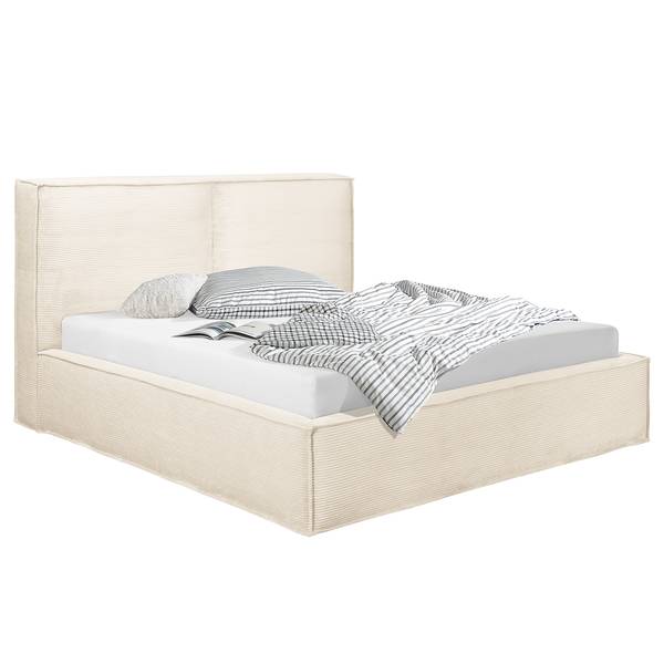 Extra meubelhoes KINX Gestoffeerd bed corduroy Poppy: crèmekleurig - 140 x 200 cm - 150 cm