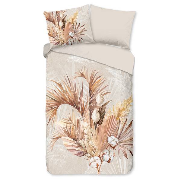 Biber-Bettwäsche Gia Baumwolle - Beige - 140 x 200/220 cm + Kissen 70 x 60 cm