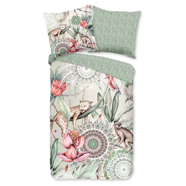 Mako-Satin-Bettwäsche Wayan Baumwolle - Mintgrün - 155 x 220 cm + Kissen 80 x 80 cm