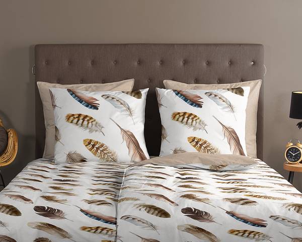 Renforce-Bettwäsche Fedra Baumwolle - Beige - 155 x 220 cm + Kissen 80 x 80 cm