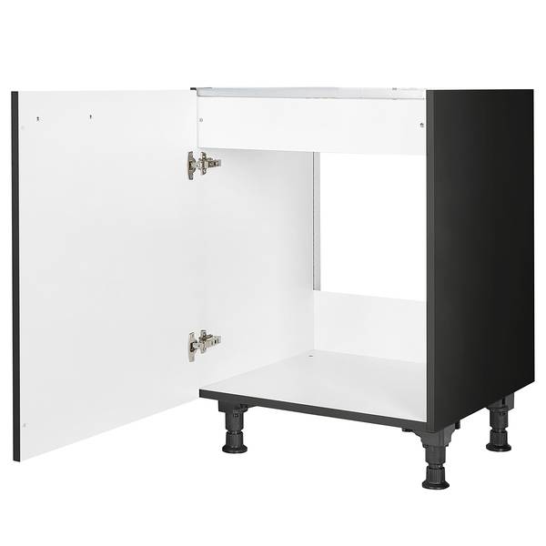 Spülenschrank Touch mit 1 Tür Schwarz - Breite: 60 cm - Türanschlag links