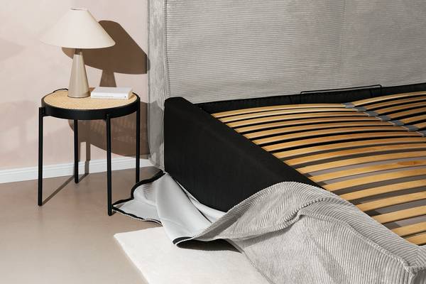 Polsterbett KINX Cordstoff Poppy: Lichtgrau - 180 x 200cm - Ohne Matratze - Kein Bettkasten - 110 cm