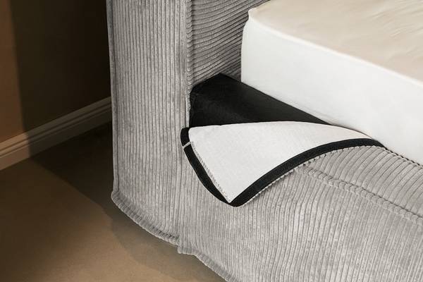 Polsterbett KINX Cordstoff Poppy: Lichtgrau - 180 x 200cm - Ohne Matratze - Kein Bettkasten - 110 cm