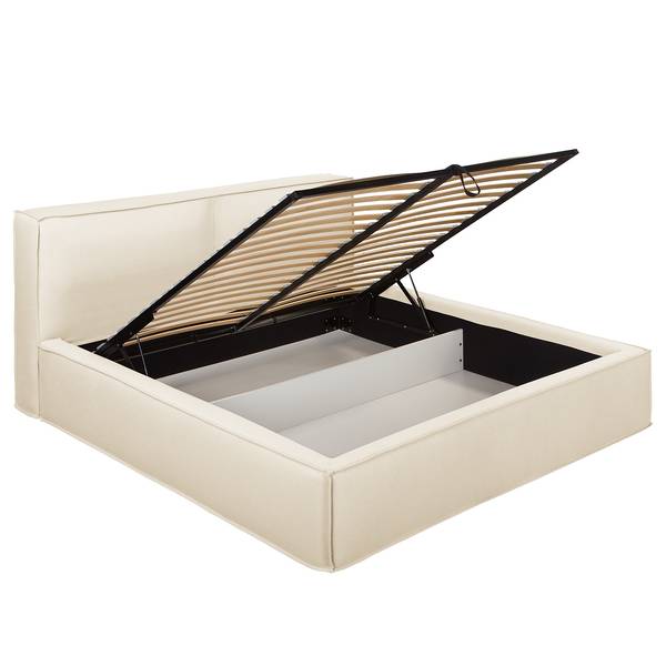 Polsterbett KINX Flachgewebe Desna: Creme - 140 x 200cm - Ohne Matratze - 1 Bettkasten - 110 cm