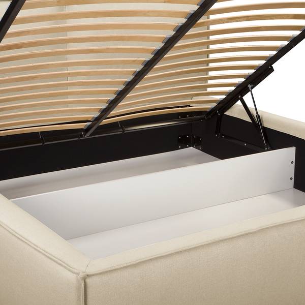 Polsterbett KINX Flachgewebe Desna: Creme - 140 x 200cm - Ohne Matratze - 1 Bettkasten - 110 cm