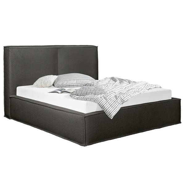 Polsterbett KINX Bouclé Stoff Abby: Anthrazit - 220 x 200cm - H2 / H3 - 1 Bettkasten - 150 cm
